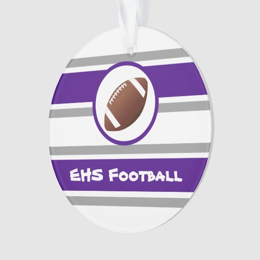 パーソナライズな紫色およびスライバフットボールのオーナメント オーナメント (正面)