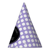 パーソナライズな紫色および白い水玉模様のパーティーの帽子 パーティーハット (右)