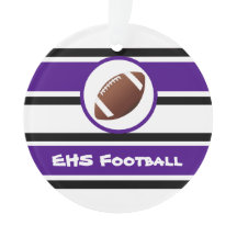 パーソナライズな紫色および黒いフットボールのオーナメント