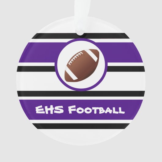 パーソナライズな紫色および黒いフットボールのオーナメント オーナメント (正面)