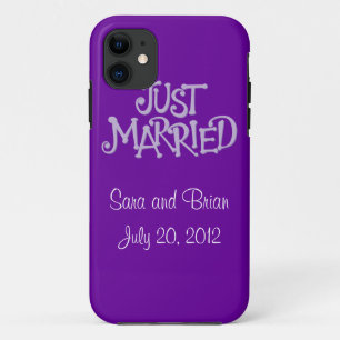 パーソナライズな紫色のたった今結婚しましたのiPhone 5の箱 iPhone 11 ケース