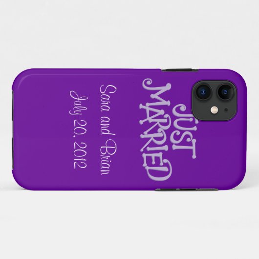 パーソナライズな紫色のたった今結婚しましたのiPhone 5の箱 Case-Mate iPhoneケース (裏面(横))