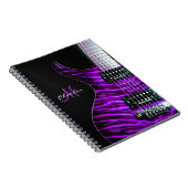 パーソナライズな紫色のエレキギター音楽ノート ノートブック (右側)