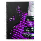 パーソナライズな紫色のエレキギター音楽ノート ノートブック (正面)