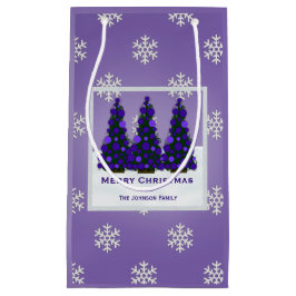 パーソナライズな紫色のクリスマスツリーのギフトバッグ スモールペーパーバッグ
