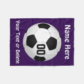 パーソナライズな紫色のサッカーのフリースブランケット フリースブランケット (正面(横))