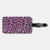 パーソナライズな紫色のヒョウおよびグリッター ラゲッジタグ (裏面横)