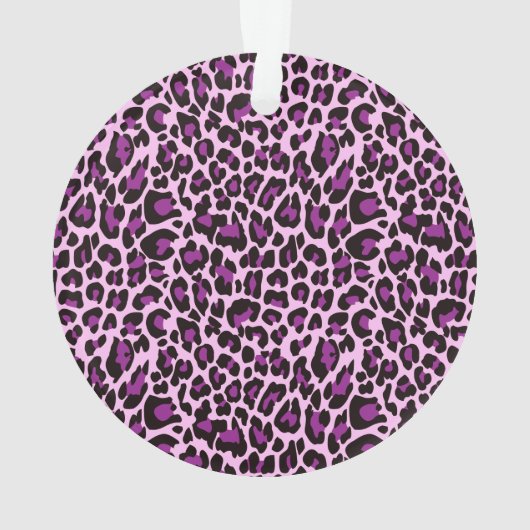 パーソナライズな紫色のヒョウのプリントのグリッター オーナメント (裏面)