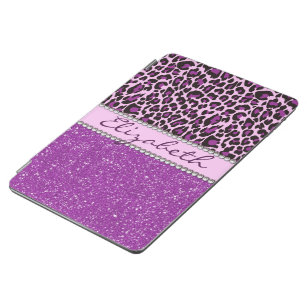 パーソナライズな紫色のヒョウのプリントのグリッター iPad AIR カバー