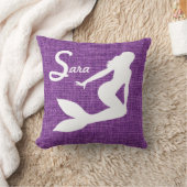 パーソナライズな紫色の人魚 クッション (ブランケット)
