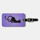 パーソナライズな紫色の優雅で邪悪な黒猫 ラゲッジタグ (正面横)