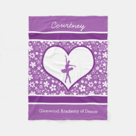 パーソナライズな紫色の花模様のバレエダンサー フリースブランケット