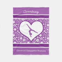 パーソナライズな紫色の花模様の体操 フリースブランケット