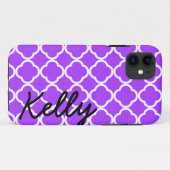 パーソナライズな紫色のquarterfoilのiPhoneの場合カバー Case-Mate iPhoneケース (裏面(横))