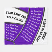 パーソナライズな紫色、白いバレーボールのコーチのギフト フリースブランケット (正面(横))