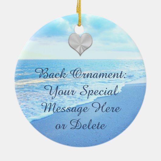 パーソナライズな結婚式のオーナメント、ビーチのオーナメント セラミックオーナメント (裏面)