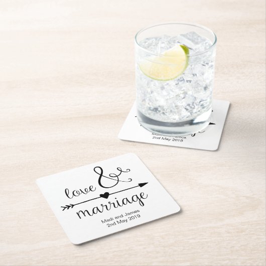パーソナライズな結婚式のコースター スクエアペーパーコースター (インサイチュ)