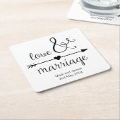 パーソナライズな結婚式のコースター スクエアペーパーコースター (アングル)