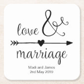 パーソナライズな結婚式のコースター スクエアペーパーコースター (正面)