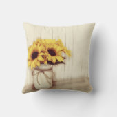 パーソナライズな結婚式のヒマワリのメーソンジャーの枕 クッション (裏面)