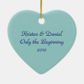 パーソナライズな結婚式の写真のオーナメント セラミックオーナメント (裏面)