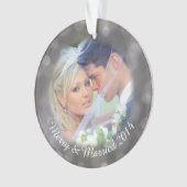 パーソナライズな結婚式の写真の休日のオーナメント オーナメント (正面)