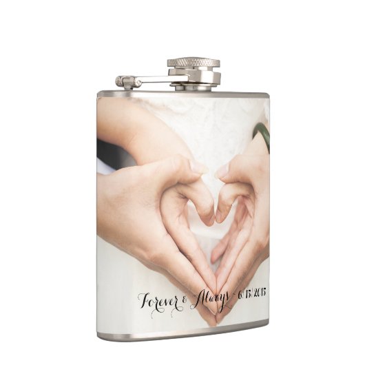 パーソナライズな結婚式の写真永久に及び常に フラスク (右)