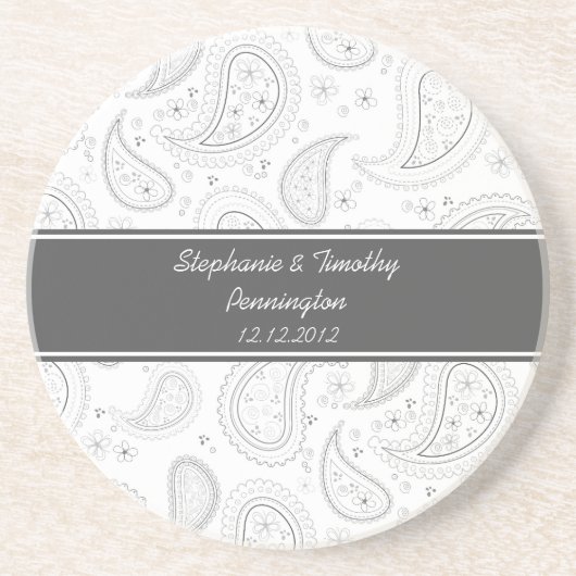 パーソナライズな結婚式の引き出物のペイズリーのコースター コースター (正面)
