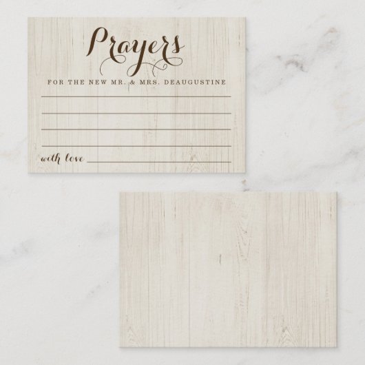 パーソナライズな結婚式の祈りの言葉カード-素朴な木 コーリングカード (正面/裏面)