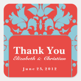 パーソナライズな結婚式またはイベントのステッカー スクエアシール