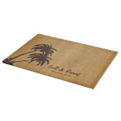 パーソナライズな結婚祝いのヤシの木の島のデザイン カッティングボード (角)