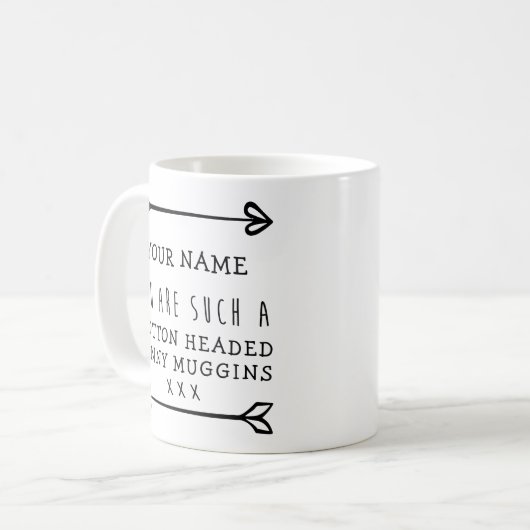 パーソナライズな綿はNinnyのMugginsのマグの先頭に立ちました コーヒーマグカップ (正面左)
