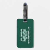 パーソナライズな緑および白いナンバープレート ラゲッジタグ (裏面縦)