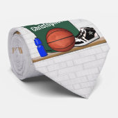 パーソナライズな緑および白いバスケットボールジャージー ネクタイ (ロール)
