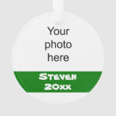 パーソナライズな緑および黒いフットボールのオーナメント オーナメント (裏面)