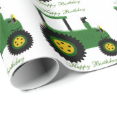 パーソナライズな緑のトラクターの誕生日 ラッピングペーパー (ロールコーナー)