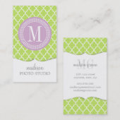 パーソナライズな緑のモロッコのタイルの格子 名刺 (正面/裏面)