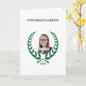パーソナライズな緑の月桂樹の卒業 カード (黄色い花)