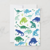 パーソナライズな緑の水彩画の恐竜は感謝していしています サンキューカード (裏面)