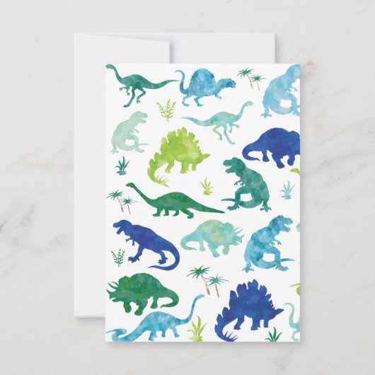 パーソナライズな緑の水彩画の恐竜は感謝していしています サンキューカード (裏面)
