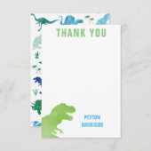 パーソナライズな緑の水彩画の恐竜は感謝していしています サンキューカード (正面/裏面)