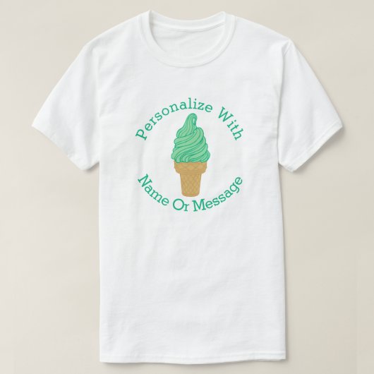 パーソナライズな緑の真新しいアイスクリームコーン Tシャツ (デザイン正面)