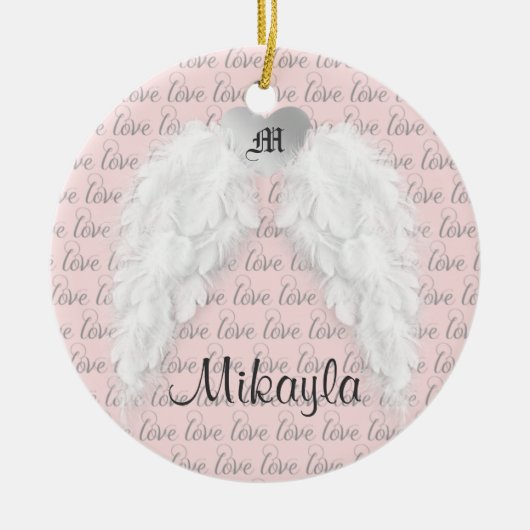 パーソナライズな羽の天使の翼 セラミックオーナメント (正面)