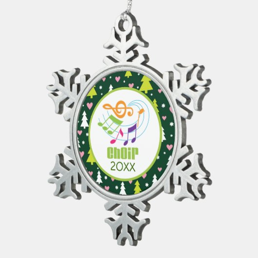 パーソナライズな聖歌隊音楽クリスマスのギフト スノーフレークピューターオーナメント (右)
