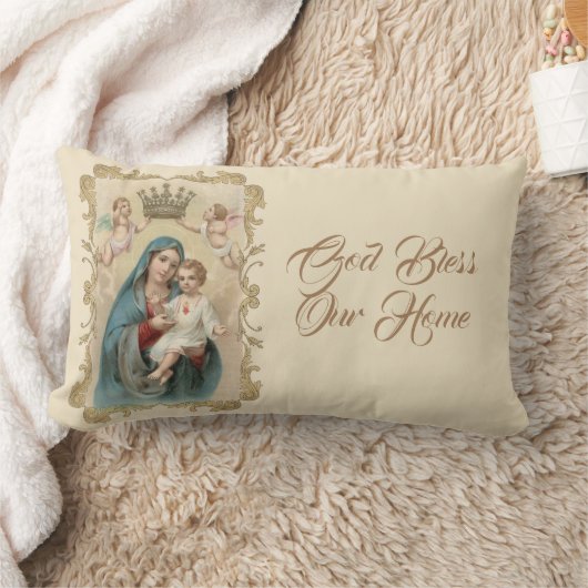 パーソナライズな聖母マリアのベビーのイエス・キリストの金ゴールドの装飾 ランバークッション (ブランケット)