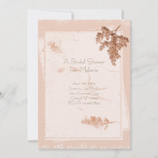 パーソナライズな自然な押された花の一見 招待状 (裏面)