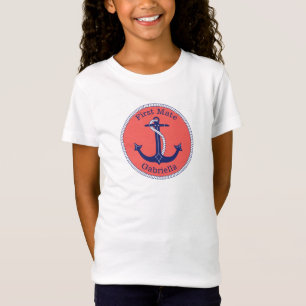 パーソナライズな航海のないかり海軍珊瑚の一等航海士 Tシャツ