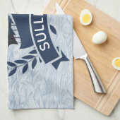 パーソナライズな航海のな帆船|の海洋波 キッチンタオル (四つ折り)