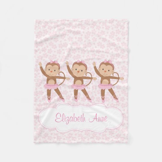 パーソナライズな花のサファリのバレリーナ フリースブランケット (正面)