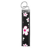 パーソナライズな花のプリント及びピンクの手首Keychain リストバンドキーホルダー (鍵トップ)